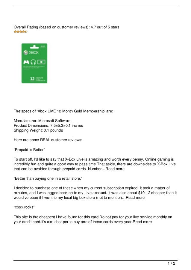 xbox gold pass 12 month