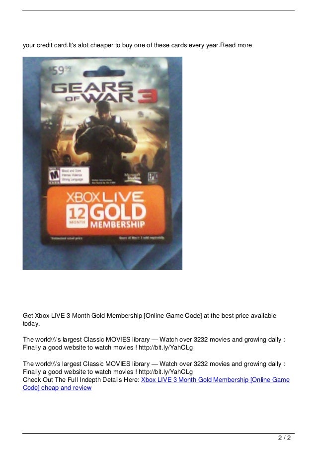 Xbox LIVE 3 Month Gold Membership [Online Game Code] cheap and review