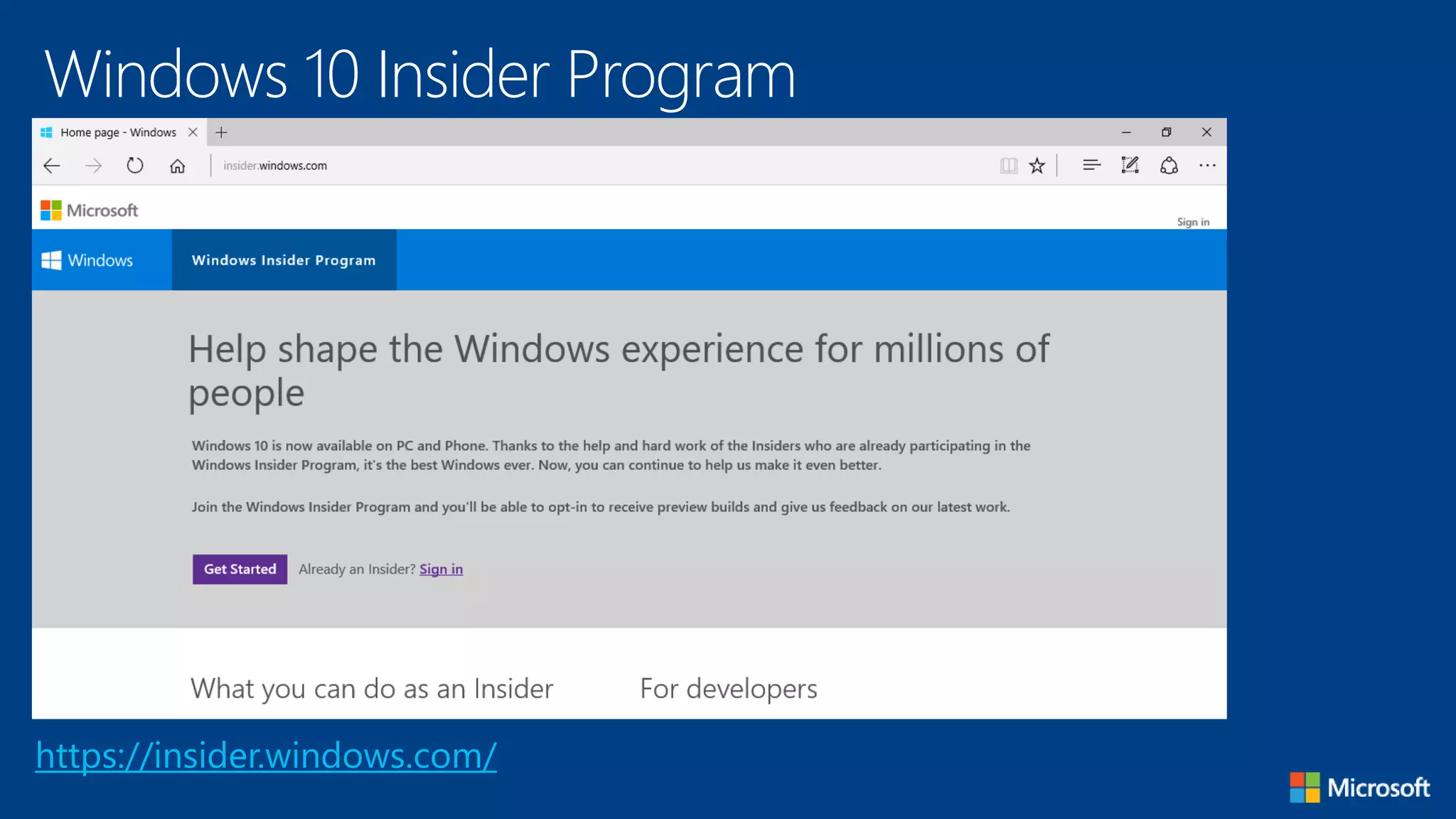 Windows 10 Insider Program
https://insider.windows.com/
 