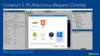https://editor.construct.net/
Construct 3: PC/Mac/Linux (Requires Chrome)
 