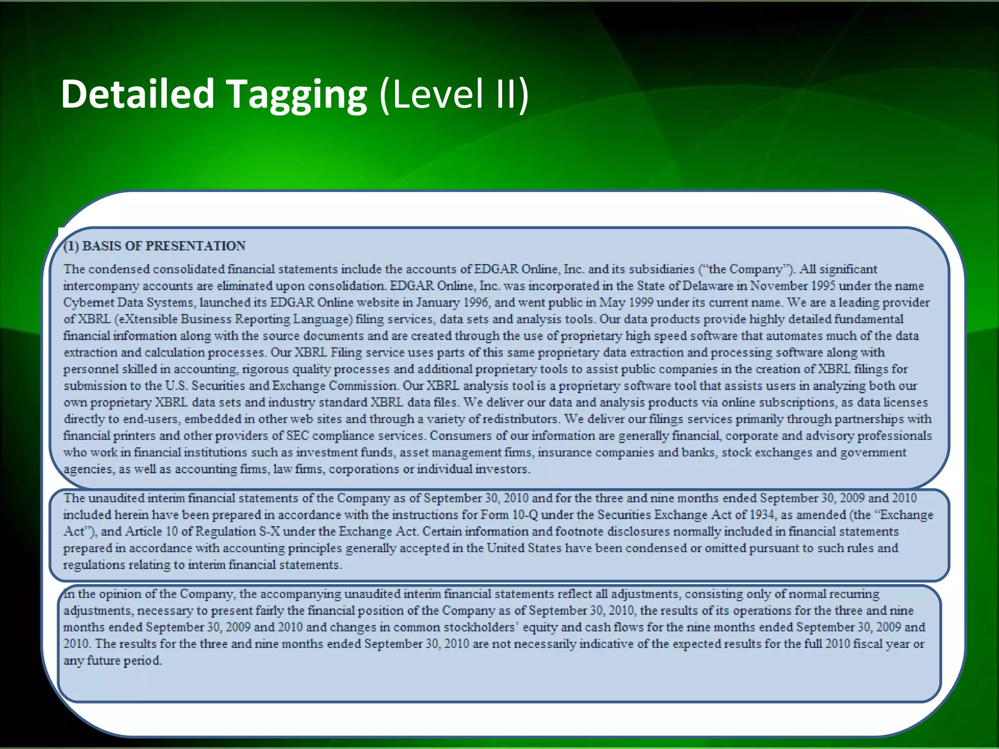 Detailed Tagging  (Level II) 