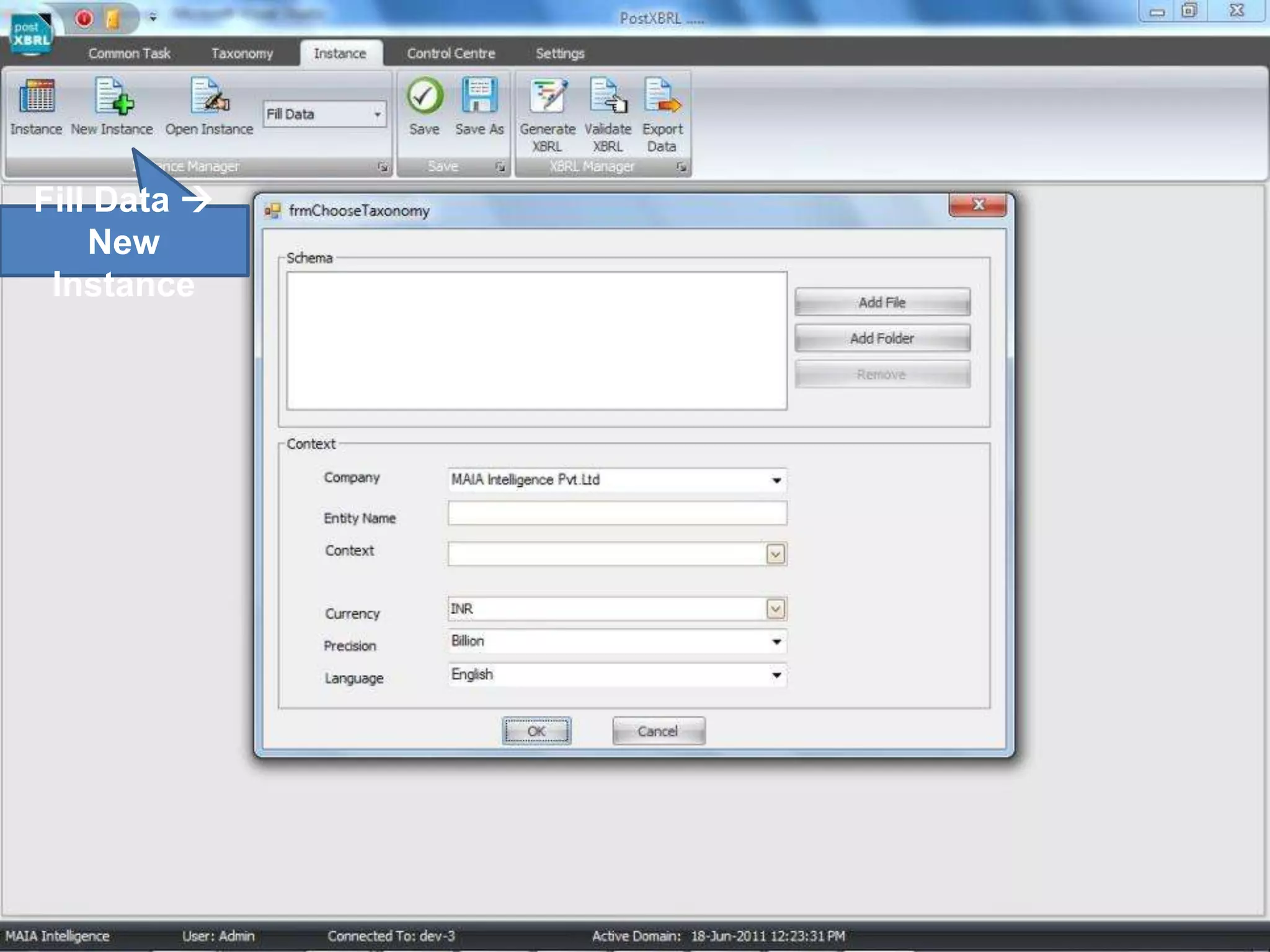 Fill Data  New Instance 