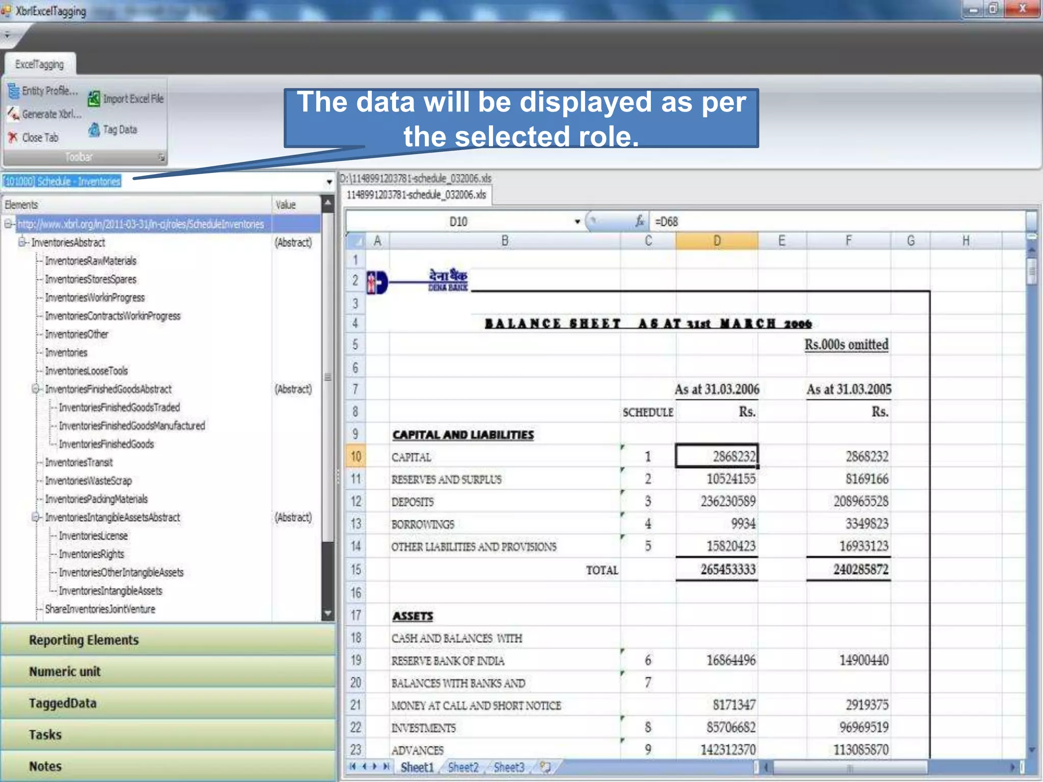 The data will be displayed as per the selected role.