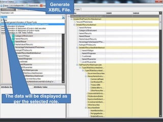 Generate XBRL File.The data will be displayed as per the selected role.