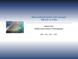 Wave-induced barrier reef currents:
XBeach vs Field
Damien Sous
Mediterranean Institute of Oceanography
XBX - Nov. 2017 - Delft
 