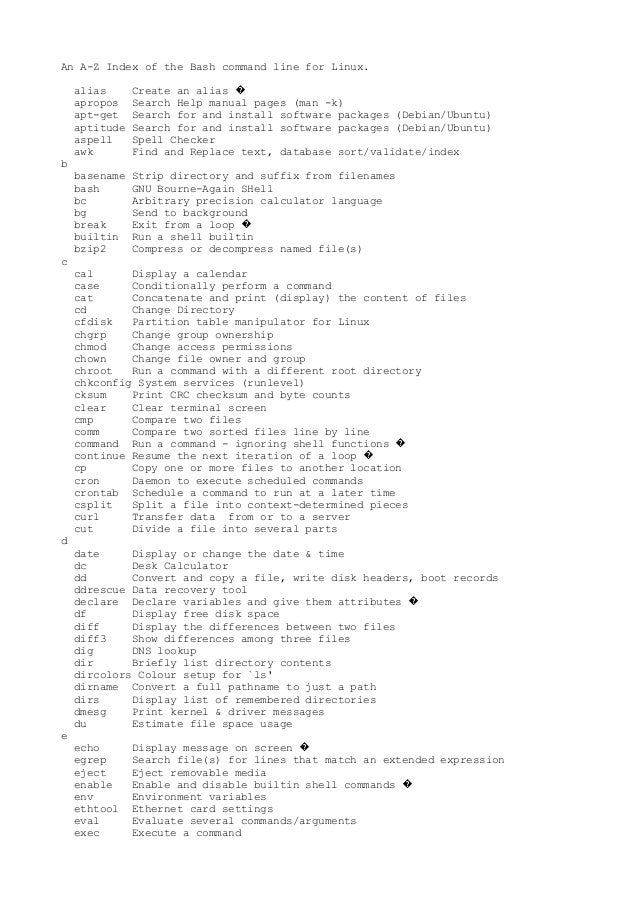 An A Z Index Of The Bash Commands