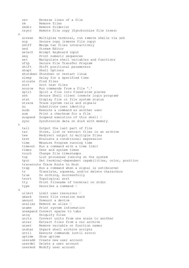 An A Z Index Of The Bash Commands
