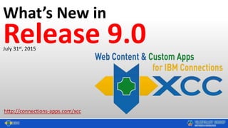 What’s New in Release
http://connections-apps.com/xcc
July 31st, 2015
 