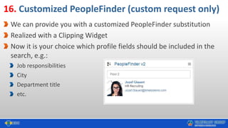 16. Customized PeopleFinder (custom request only)
We can provide you with a customized PeopleFinder substitution
Realized ...