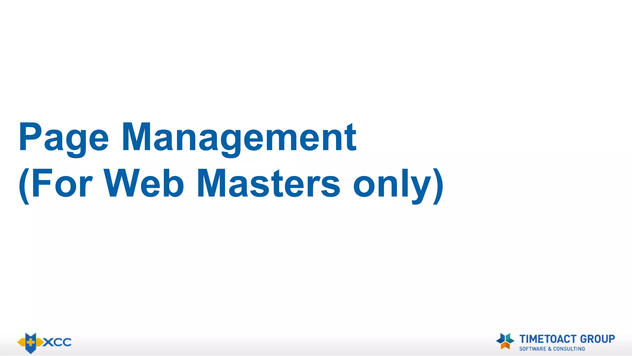 Page Management 
(For Web Masters only) 
 