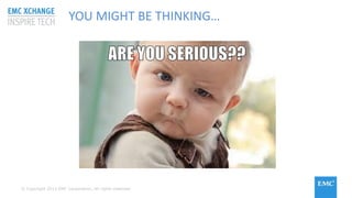 © Copyright 2015 EMC Corporation. All rights reserved© Copyright 2015 EMC Corporation. All rights reserved
YOU MIGHT BE THINKING…
 