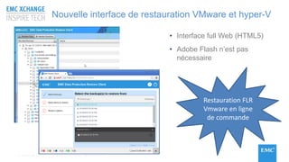 © Copyright 2015 EMC Corporation. All rights reserved
Nouvelle interface de restauration VMware et hyper-V
• Interface full Web (HTML5)
• Adobe Flash n’est pas
nécessaire
Restauration FLR
Vmware en ligne
de commande
 