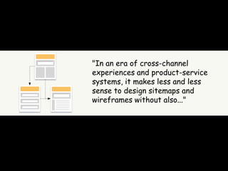 morville@semanticstudios.com




"In an era of cross-channel
experiences and product-service
systems, it makes less and less
sense to design sitemaps and
wireframes without also..."
 