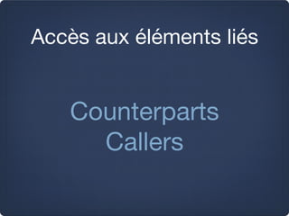 Accès aux éléments liés


   Counterparts
     Callers
 