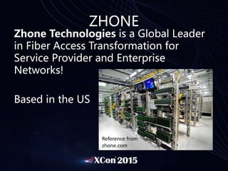 ZHONE
Zhone Technologies is a Global Leader
in Fiber Access Transformation for
Service Provider and Enterprise
Networks!
Based in the US
Reference from
zhone.com
 