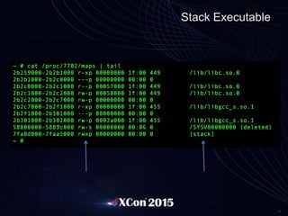 24
Stack Executable
Stack commonly found to be executable
 