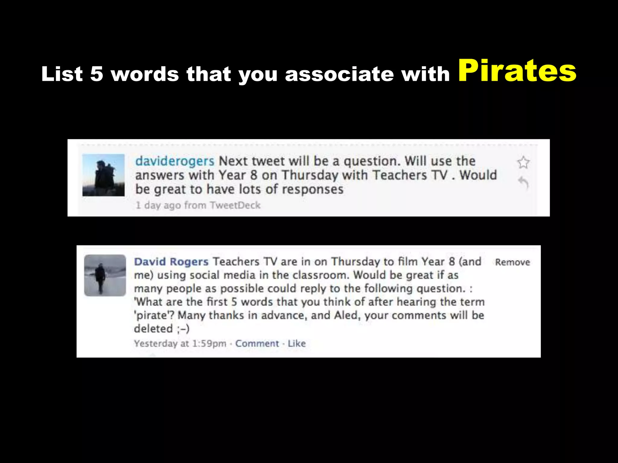 List 5 words that you associate with Pirates