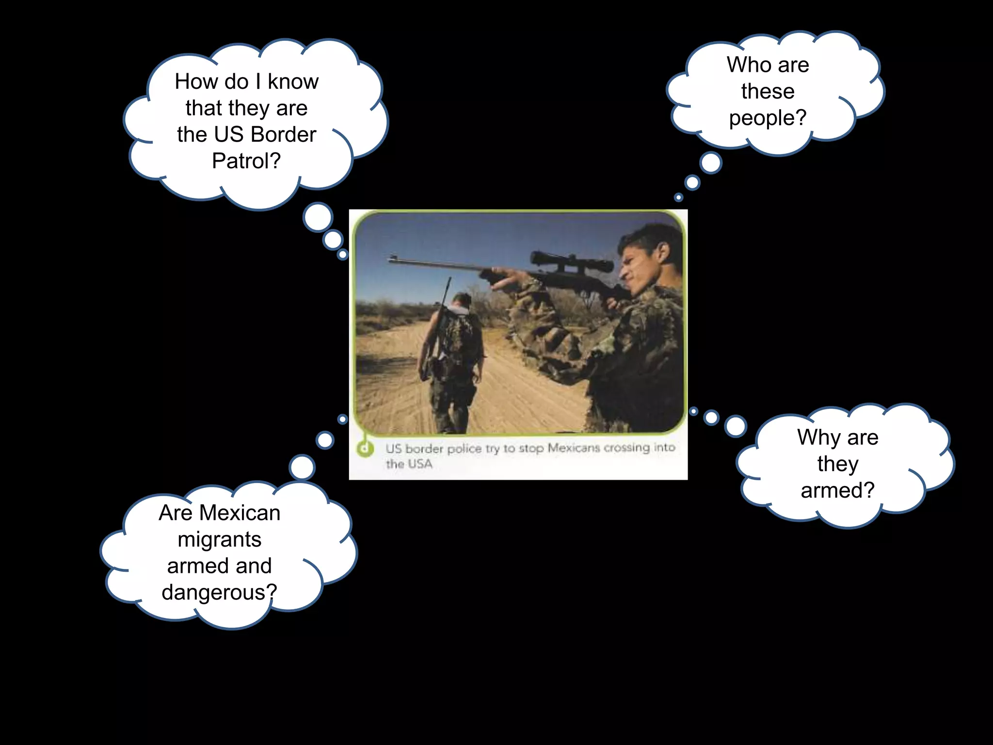 Who are these people?How do I know that they are the US Border Patrol?Why are they armed?Are Mexican migrants armed and dangerous?