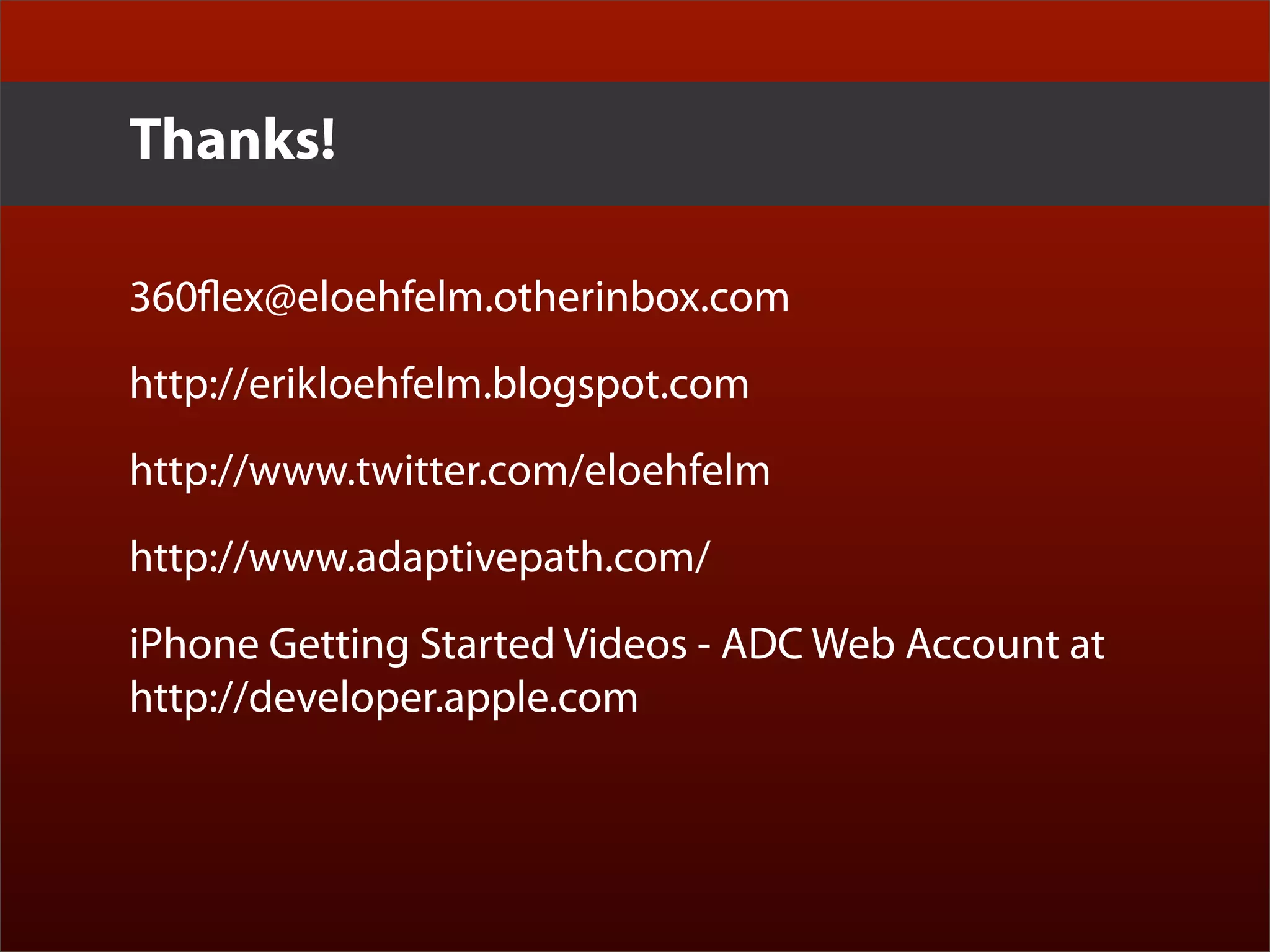 Erik Loehfelm - Experience Design with Flash Catalyst and Flex Gumbo