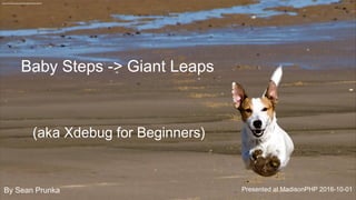 https://flickr.com/photos/25348945@N06/3994456259/
Baby Steps -> Giant Leaps
(aka Xdebug for Beginners)
By Sean Prunka Presented at MadisonPHP 2016-10-01
 