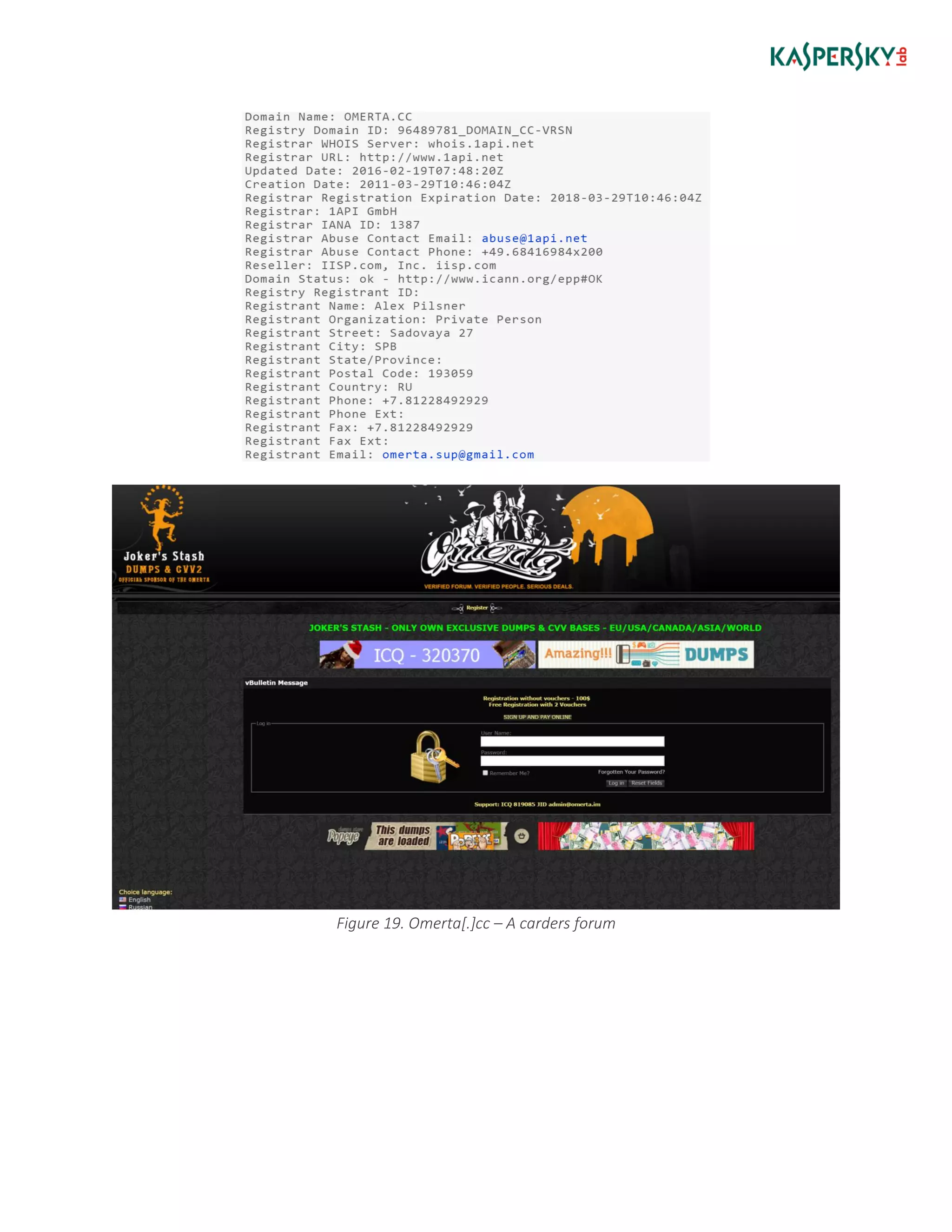 Figure 19. Omerta[.]cc – A carders forum
 