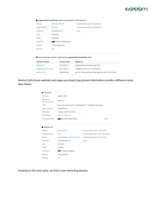 Wertor[.]info (scam website) and viagra-purchase[.]org domain information provide a different name:
Alex Pilsner.
Pivoting on this new name, we find a new interesting domain:
 