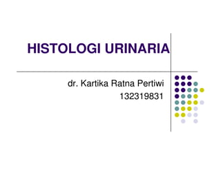 HISTOLOGI URINARIA
dr. Kartika Ratna Pertiwi
dr. Kartika Ratna Pertiwi
132319831
 