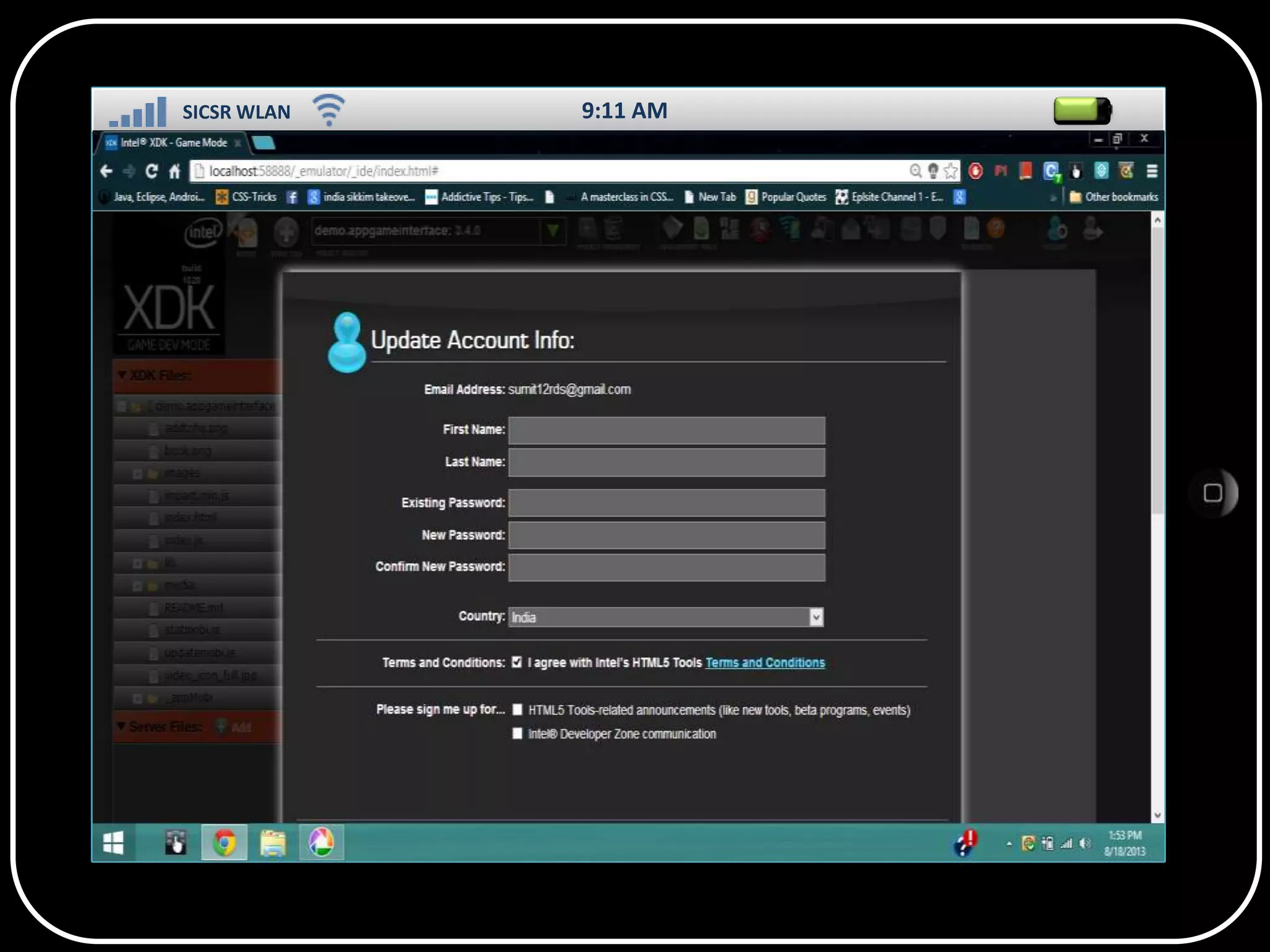 SICSR WLAN

9:11 AM

SS

 