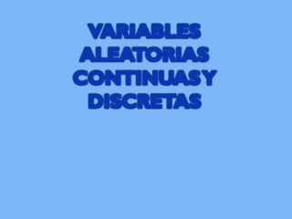 VARIABLES
ALEATORIAS
CONTINUASY
DISCRETAS
Aguilar Garrido Ivonne
Barrera García Oscar
Mujica Parra Eduardo
 