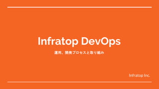 Infratop DevOps
運用、開発プロセスと取り組み
Infratop Inc.
 