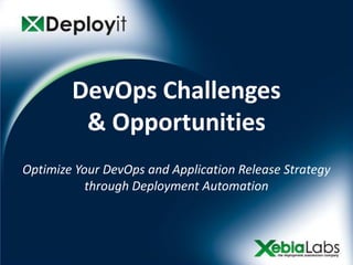 DevOps Challenges
         & Opportunities
Optimize Your DevOps and Application Release Strategy
           through Deployment Automation
 