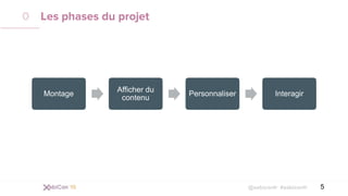 @xebiconfr #xebiconfr
Les phases du projet
5
0
Montage
Afficher du
contenu
Personnaliser Interagir
 