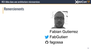 REX Akka dans une architecture microservices
Remerciements
55
Fabian Gutierrez
FabGutierr
fagossa
 