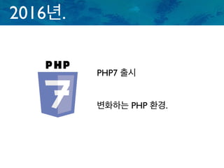 2016년.
PHP7 출시
변화하는 PHP 환경.
 