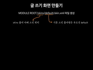 ? ?? ?? ??? 
MODULE ROOT/skins/default/skin.xml ?? ?? 
skins ?? ?? ?? ?? 
?? ?? ???? ??? default  