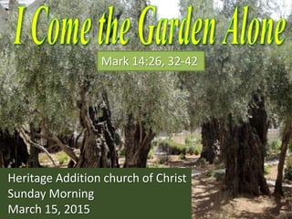 Heritage Addition church of Christ
Sunday Morning
March 15, 2015
Mark 14:26, 32-42
 
