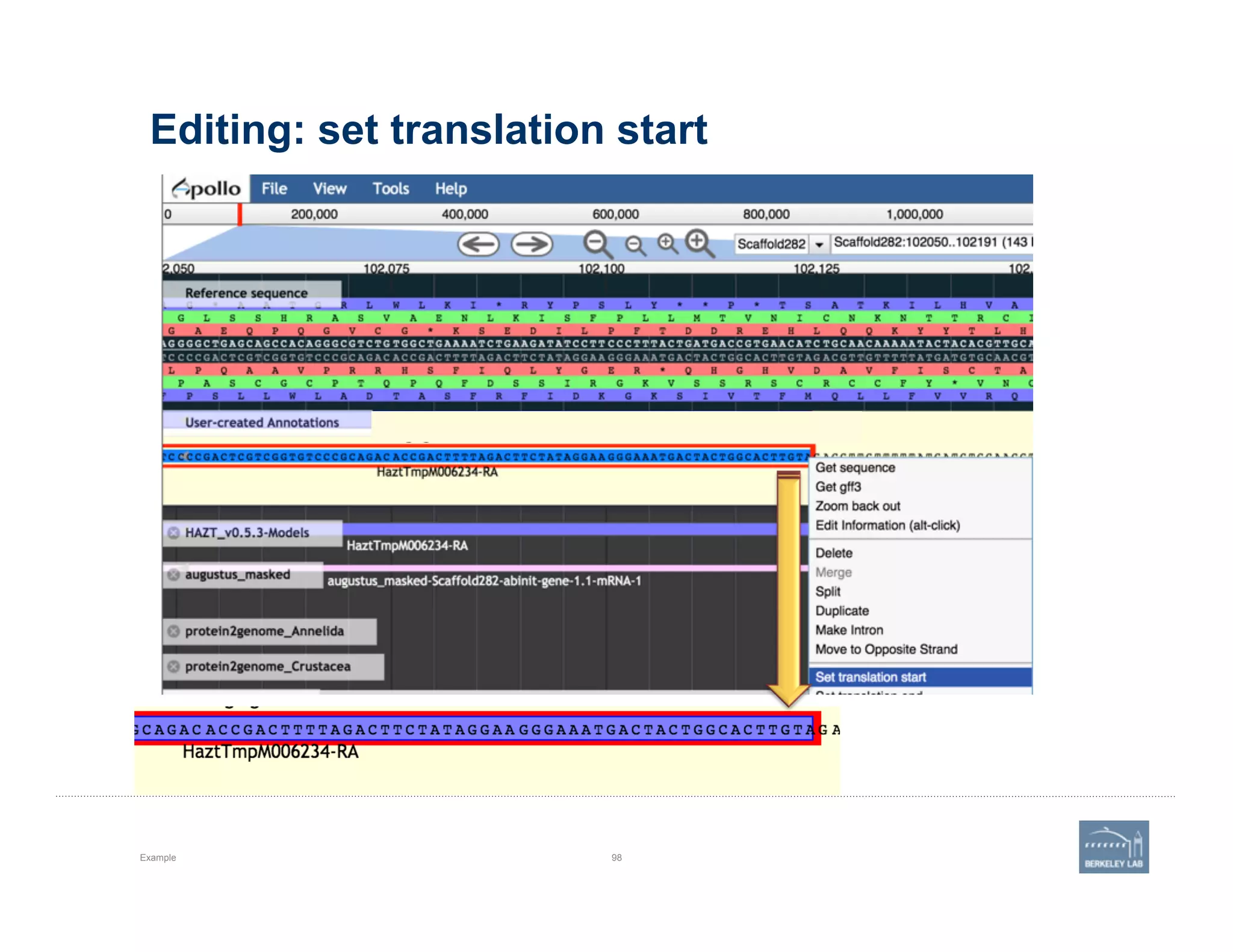 Editing: set translation start
Example 98
 