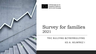 Survey for families
2021
TRIC BULLYING &CYBERBULLYING
IES A. XELMÍREZ I
 