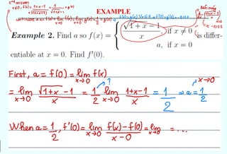 EXAMPLE
--------------------------------------------------------------------------------------------------------------------------------------------
end answer
x + 0 ,
=
8 continuous ea=
flo)linting(x) =
1 =
g(0) =
+( =
g()vxref
6
First ,
a = f(0) = limf(x)
x - 0
e
! 1x
-
>0
=I =L
When a =
1+d
=
 