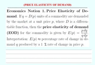 (PRICE ELASTICITY OF DEMAND)
--------------------------------------------------------------------------------------------------------------------------------------------
 