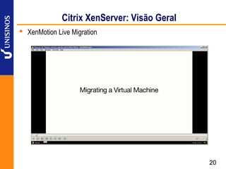 Citrix XenServer: Visão Geral
 XenMotion Live Migration




                                              20
 
