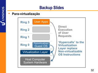 Backup Slides
 Para-virtualização




                                   32
 