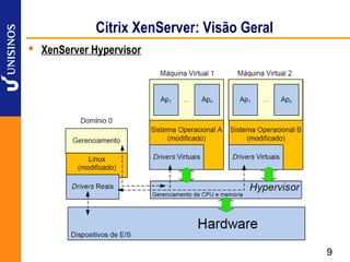 Citrix XenServer: Visão Geral
 XenServer Hypervisor




                                             9
 