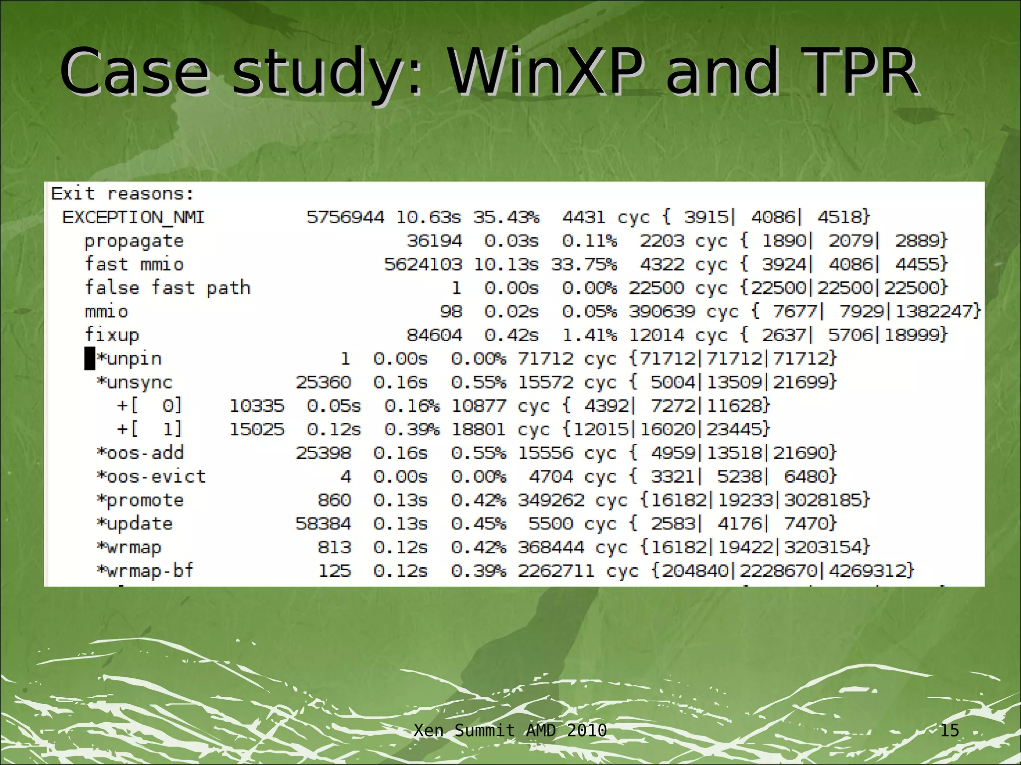 Case study: WinXP and TPR




          Xen Summit AMD 2010   15
 