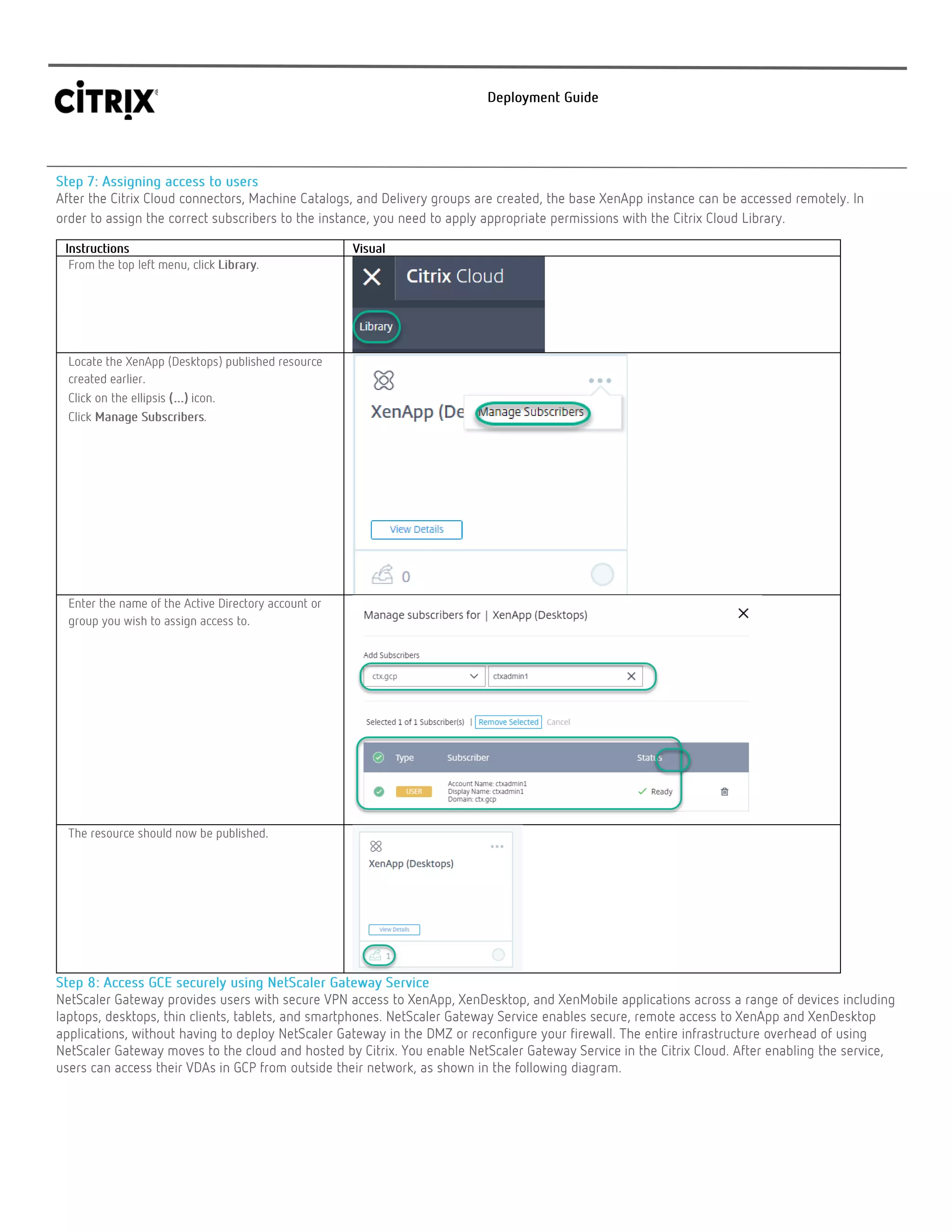 XenApp on Google Cloud Deployment Guide