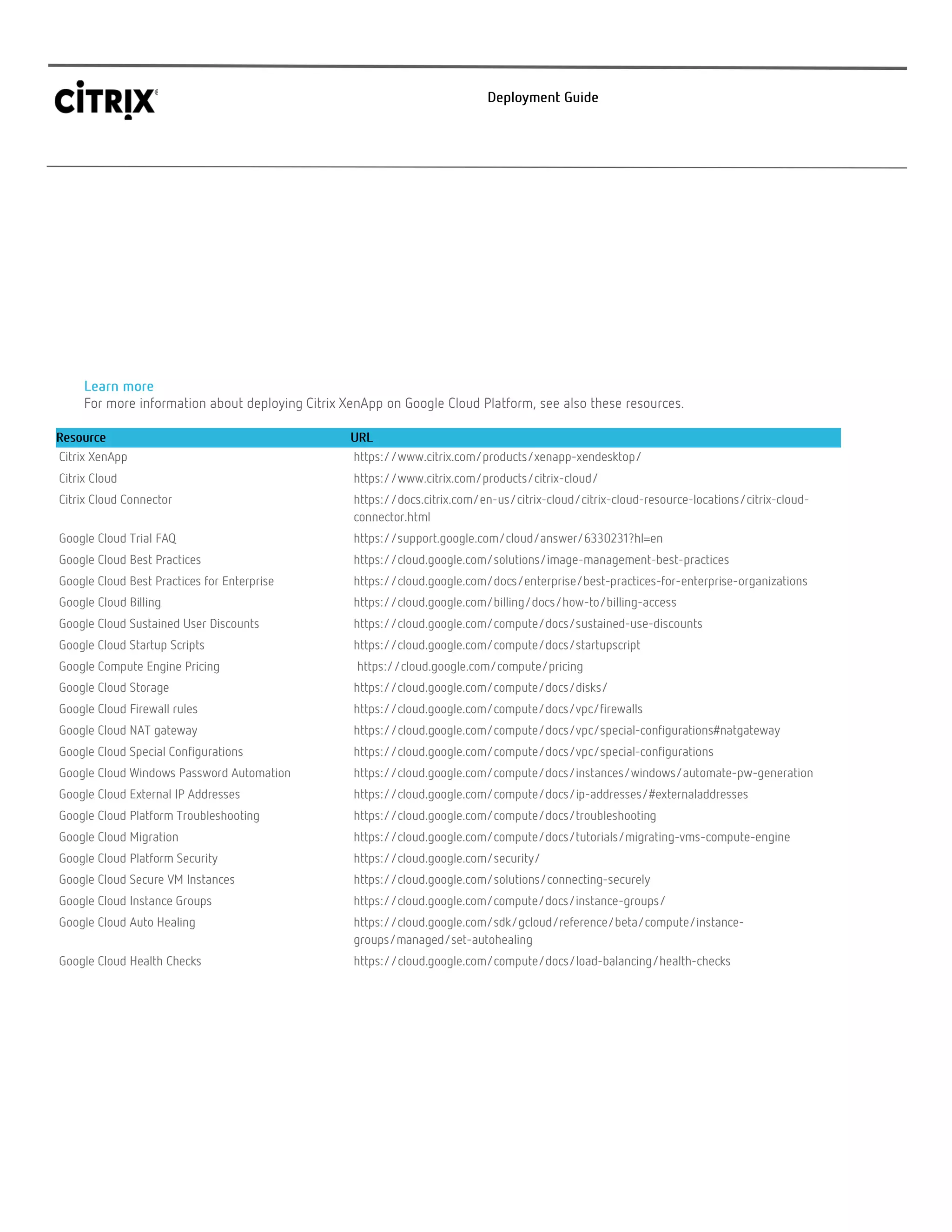 XenApp on Google Cloud Deployment Guide