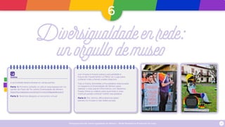Programa escolar sobre Igualdade de Xénero - Rede Museística Provincial de Lugo 27
Online
A actividade desenvólvese en varias partes:
Parte 1: Primeiro, bótalle un ollo á nosa exposición no
xardín do Pazo de Tor sobre Diversidade de Xénero
https://my.matterport.com/show/?m=w4LGS96pqerbrand=0
Parte 2: Teremos despois un encontro virtual
6
Diversigualdadeenrede:
unorgullodemuseo
con mozas e mozos sobre a actualidade e
futuro do movemento LGTBIQ+ en Lugo para
coñecer máis a fondo a este colectivo.
Tras a charla, elixiredes unha palabra relacionada
co respecto á Diversidade de Xénero para
realizar o voso panel informativo, con deseños,
frases, fotos ou vídeos, para que todo o voso
instituto poida coñecer mellor esa palabra.
Parte 3: Por último, difundiremos estes
paneis no museo e nas redes sociais.
 