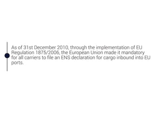 As of 31st December 2010, through the implementation of EU
Regulation 1875/2006, the European Union made it mandatory
for ...