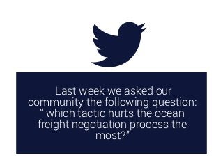 Last week we asked our
community the following question:
“ which tactic hurts the ocean
freight negotiation process the
most?”
 