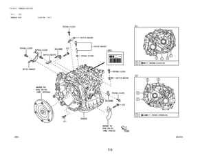 119
FIG.34-01 TRANSAXLE ASSY(CVT)
(2111- )CVT
TRANSAXLE ASSY ILLUST NO. 1 OF 3
341416
REFER TO
FIG
(PNC 89439)
REFER TO
FIG
(PNC 32000A)
9004A-11215(4)
30400
90041-05540(4)
9004A-11240
82715-BZJ80
9004A-11240
82715-BZJ60
9004A-11240
35198E
35120-BZ020
90044-67288
35198F
82715-BZJ70
9004A-11240
9004A-11240
82715-BZK30
84-01
34-02
 